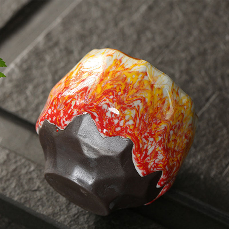 Vibrant Ceramic Zen Teacup 130ml | Orange Red or Green Yellow