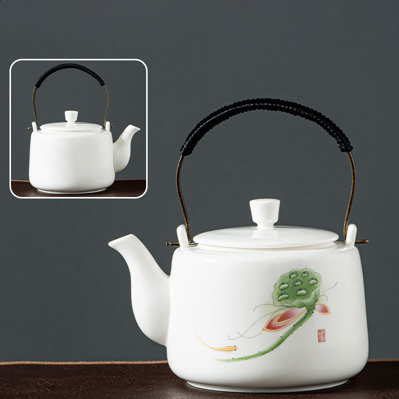 Vintage Ceramic Dragon Mountain Fisherman Kung Fu Teapot 600ml