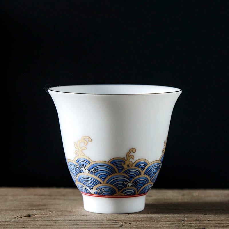 Vintage Ceramic Ocean Waves Teacup 60ml | Tableware