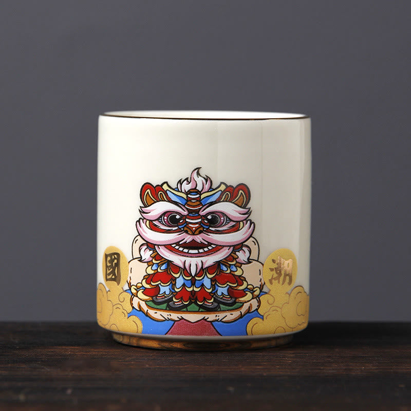 Vintage Ceramic Teacup with Plum Blossom Pine Bamboo Motifs