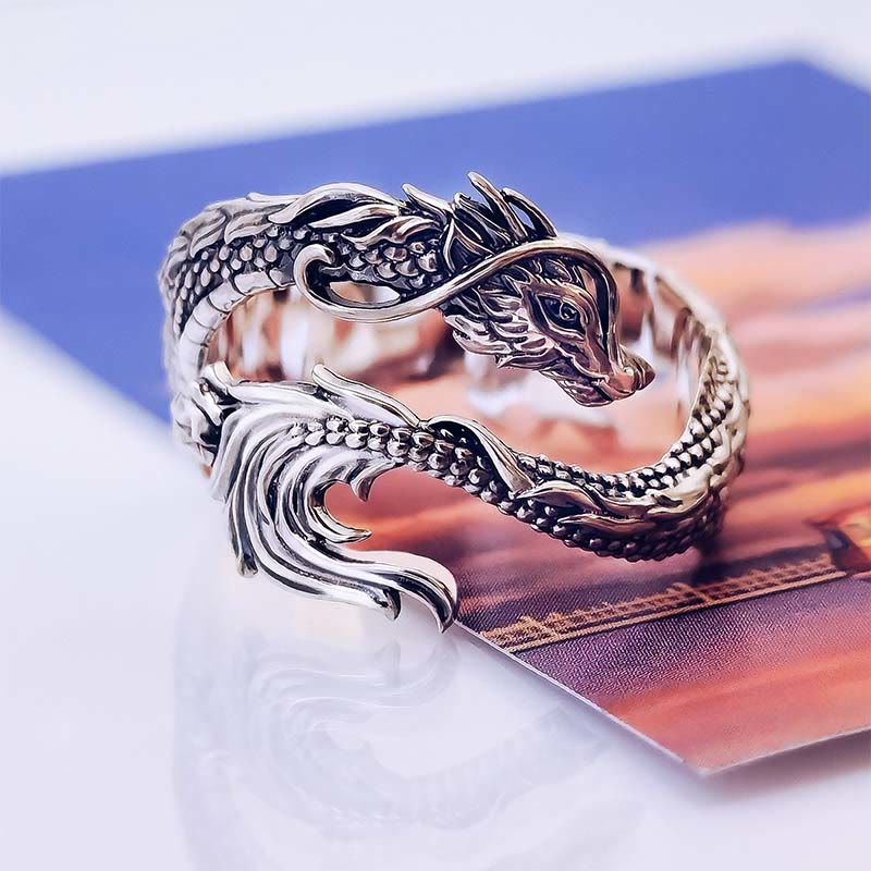 Vintage Dragon Pattern Protection Ring Zinc Alloy