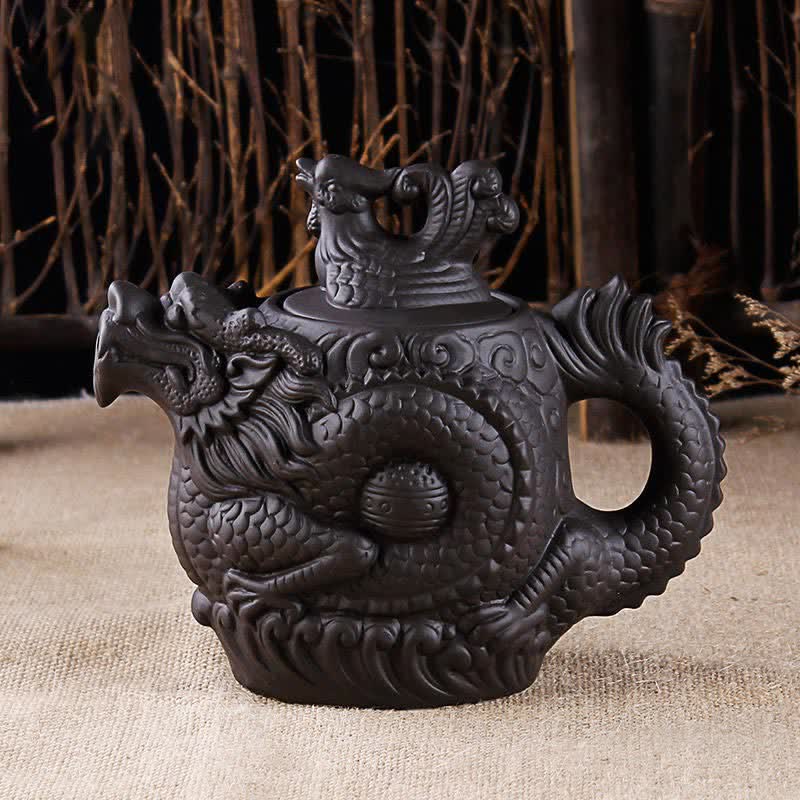 Chinese Dragon Statue Ceramic Teapot | Healing Sounds