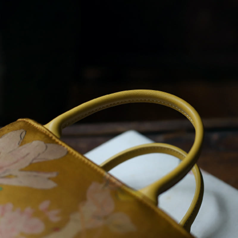 Vintage Flower Peony Metal Chain Zipper Crossbody Bag