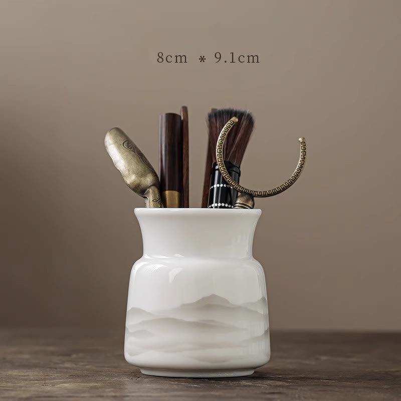 Vintage Ink Painting Porcelain Gaiwan Tea Cup Set for Meditation