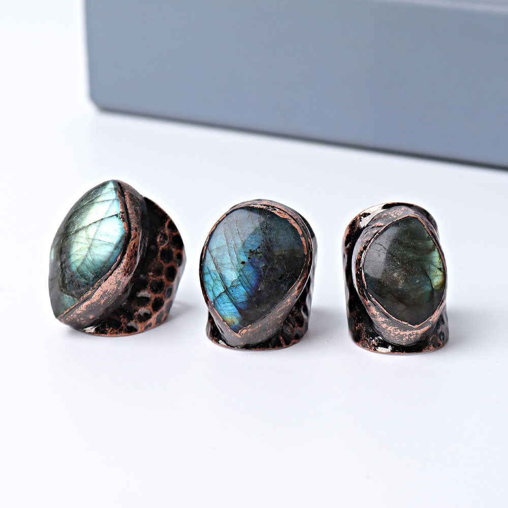 Vintage Labradorite Crystal Ring 1.1 Inch Statement Band