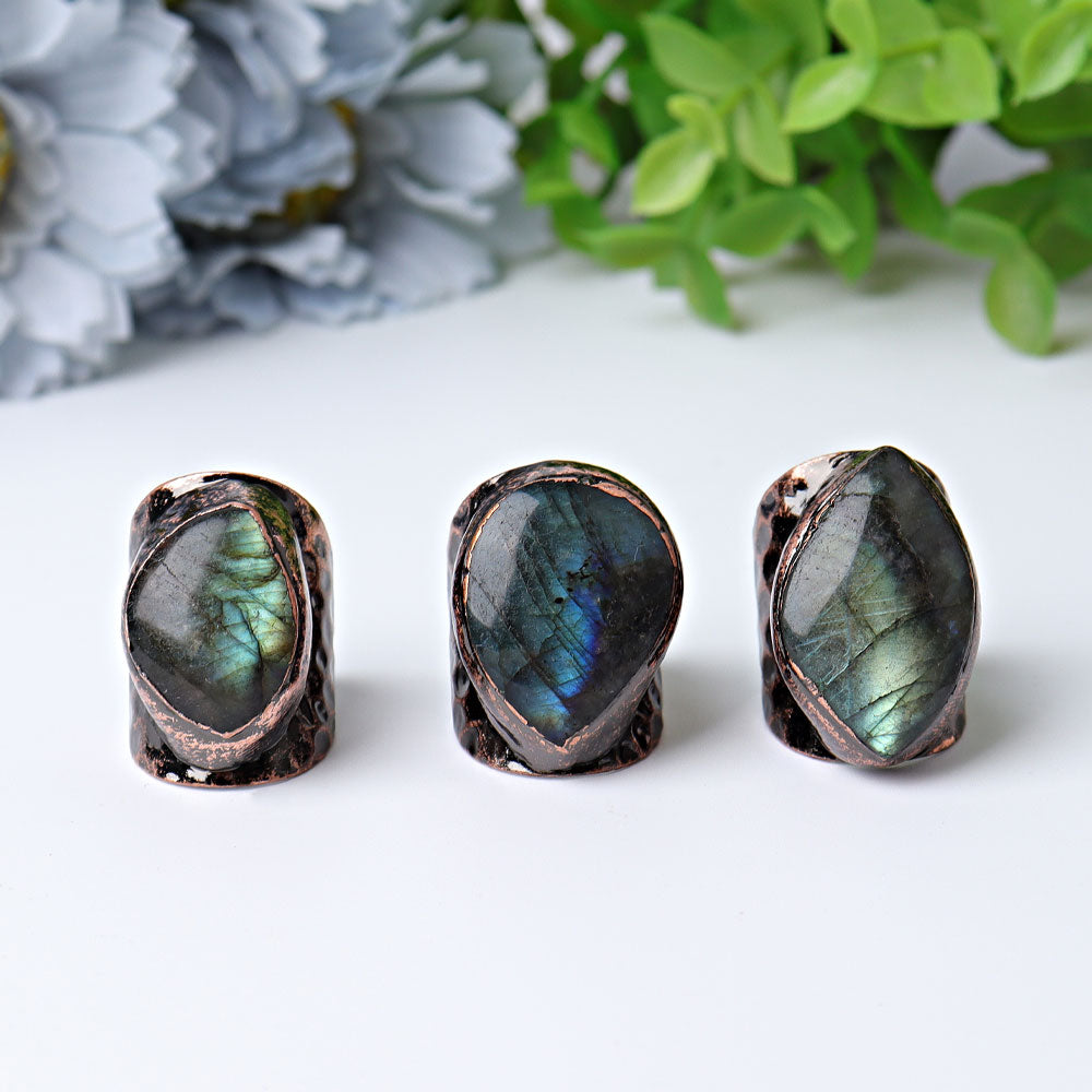 Vintage Labradorite Crystal Ring 1.1 Inch Statement Band