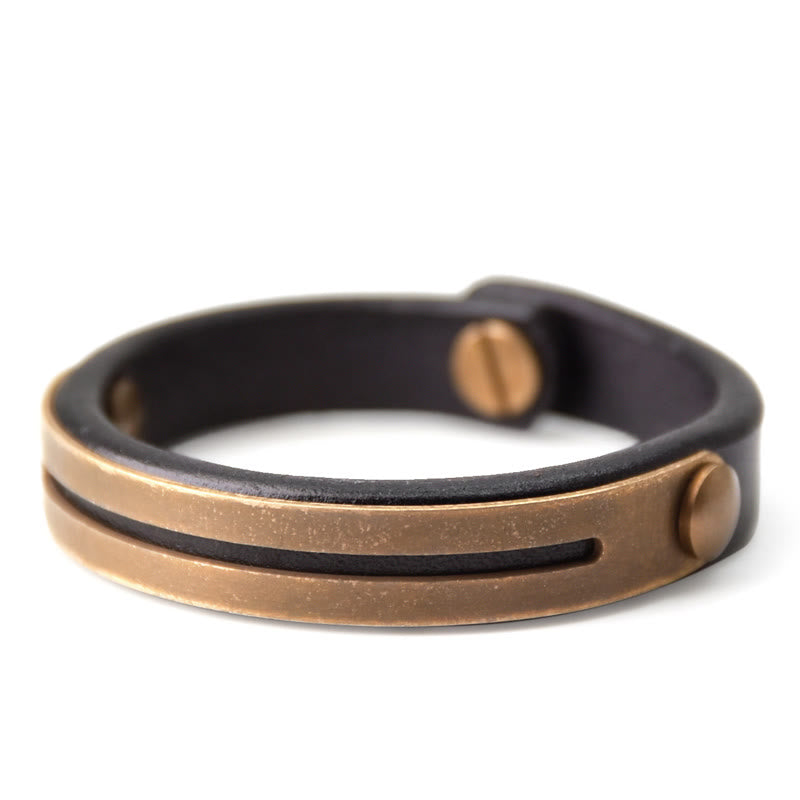 Vintage Leather Copper Balance Bracelet for Inner Harmony