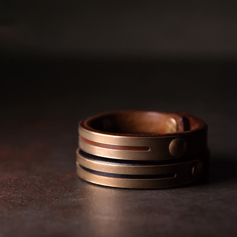 Vintage Leather Copper Balance Bracelet for Inner Harmony