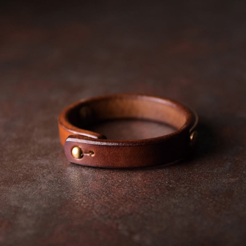 Vintage Leather Copper Balance Bracelet for Inner Harmony