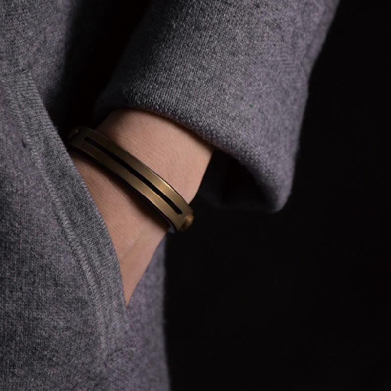 Vintage Leather Copper Balance Bracelet for Inner Harmony