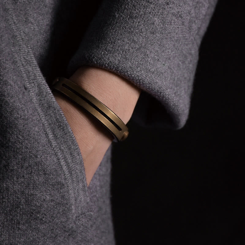 Vintage Leather Copper Balance Bracelet for Inner Harmony