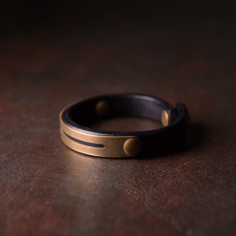 Vintage Leather Copper Balance Bracelet for Inner Harmony