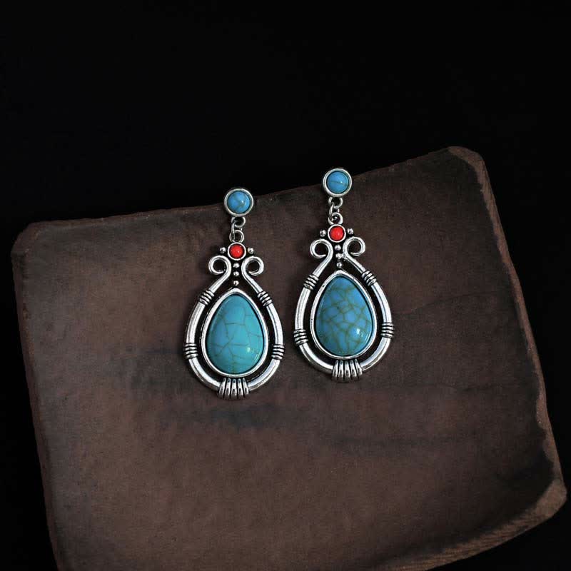 Vintage Turquoise Waterdrop Earrings for Strength & Balance