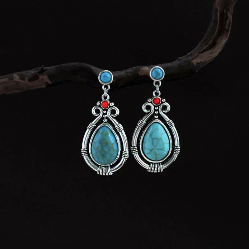 Vintage Turquoise Waterdrop Earrings for Strength & Balance