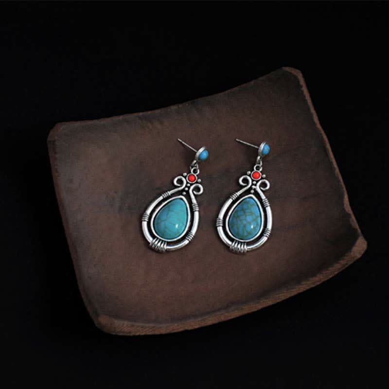 Vintage Turquoise Waterdrop Earrings for Strength & Balance