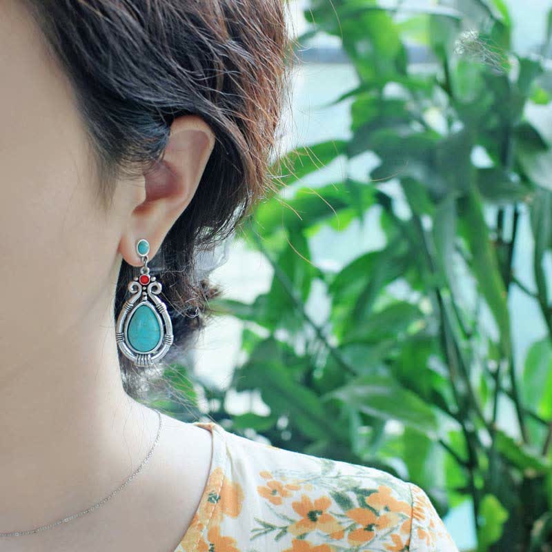 Vintage Turquoise Waterdrop Earrings for Strength & Balance