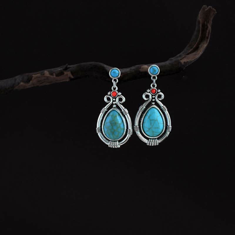 Vintage Turquoise Waterdrop Earrings for Strength & Balance