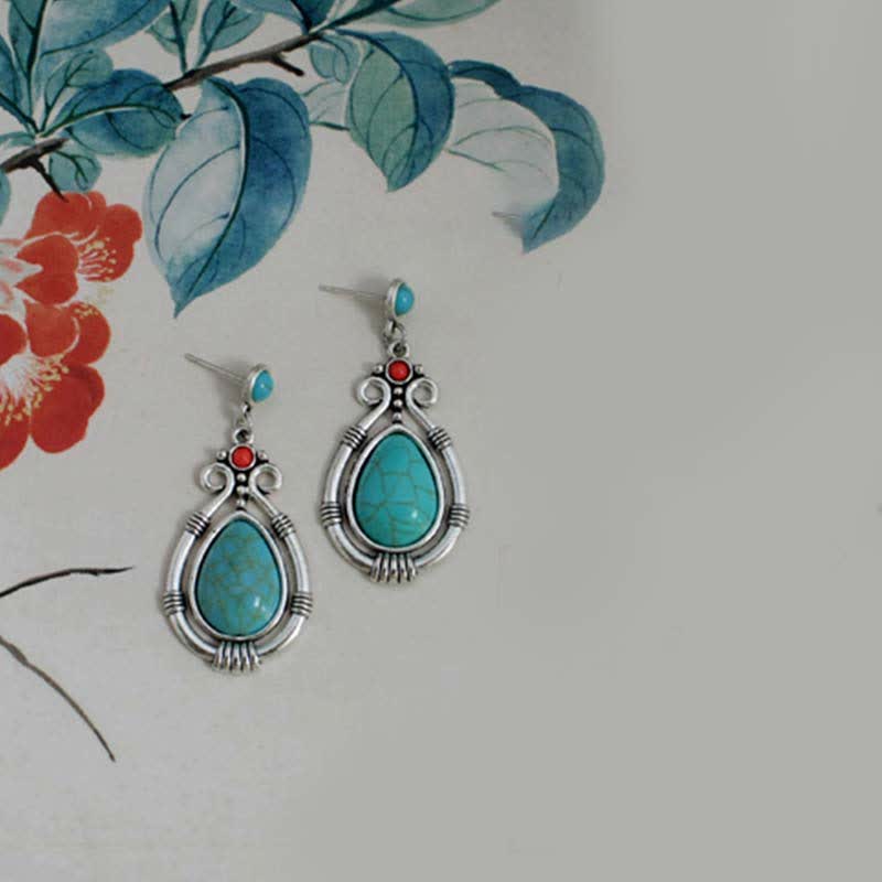 Vintage Turquoise Waterdrop Earrings for Strength & Balance