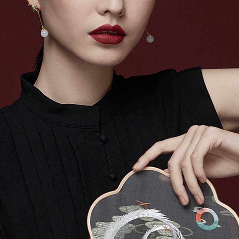 Vintage White Jade Red Agate Drop Earrings for Protection & Blessing