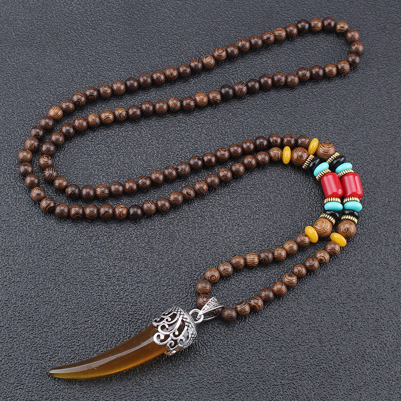 Wenge Wood Turquoise Necklace Pendant for Protection & Balance