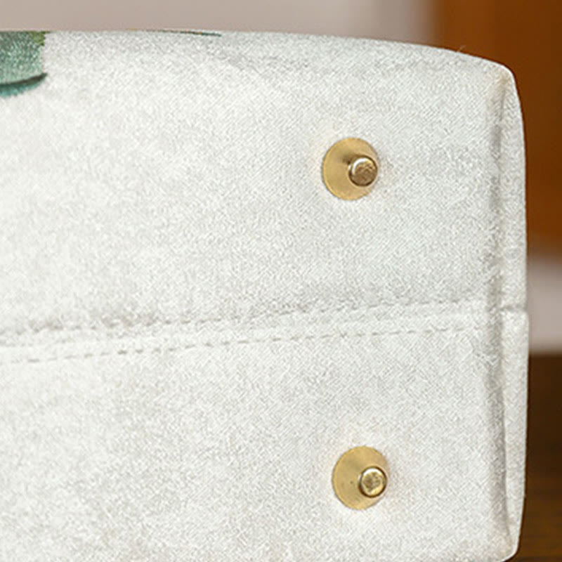 White Bamboo Embroidery Yoga Bag with Tassel Handle