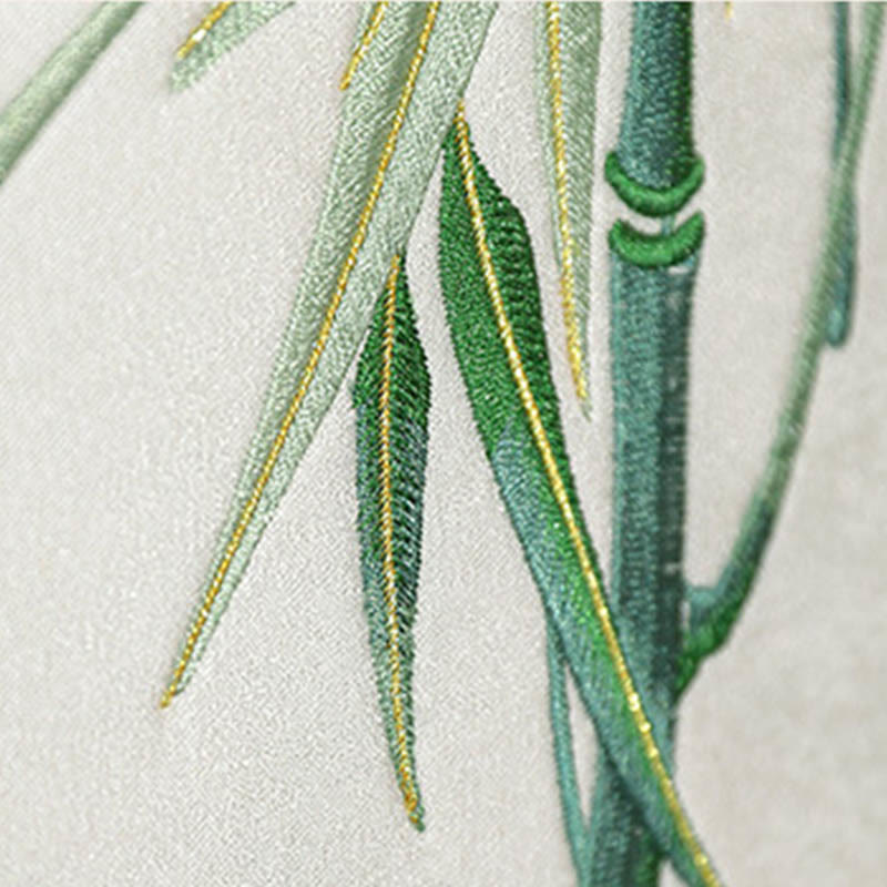 White Bamboo Embroidery Yoga Bag with Tassel Handle