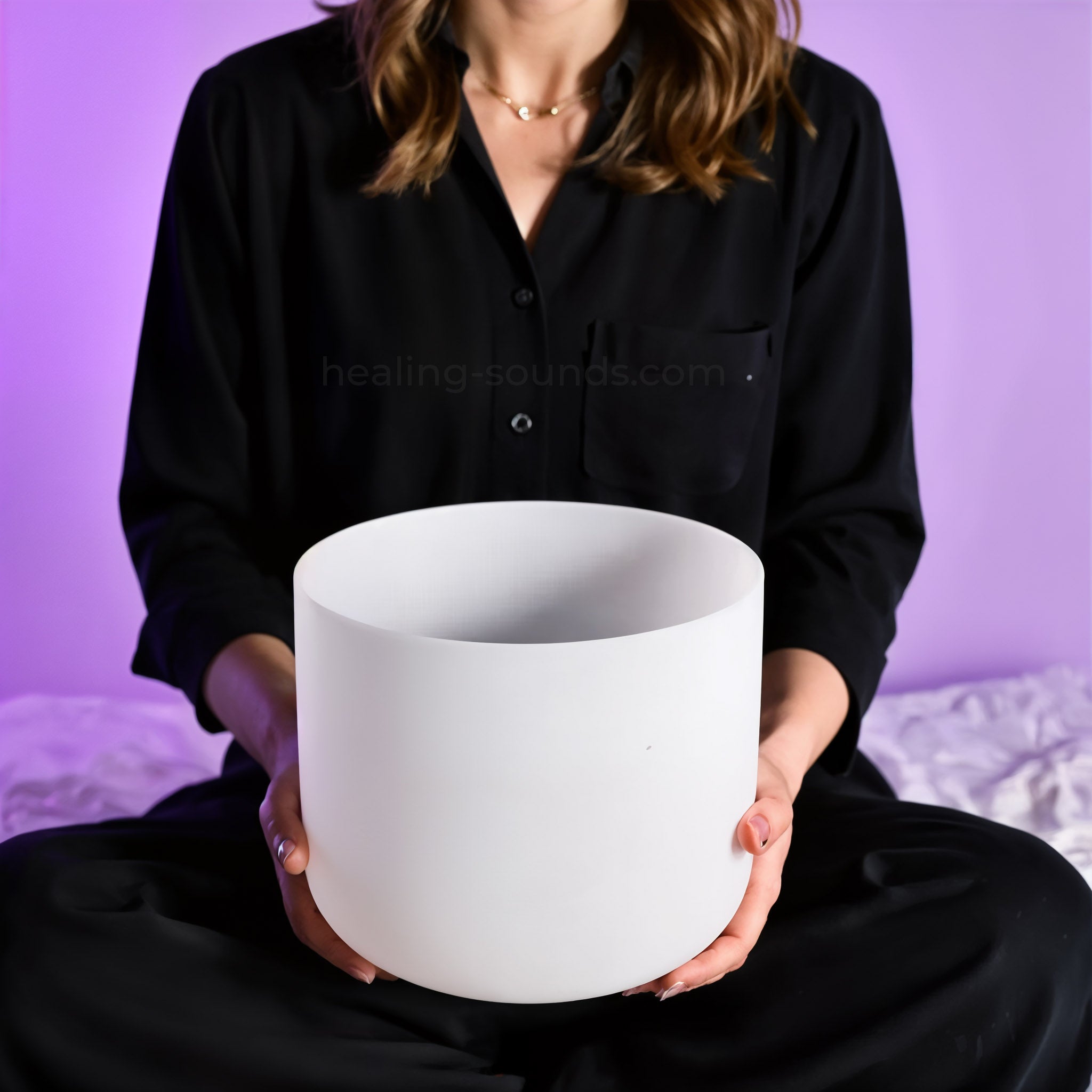 432 Hz White Crystal Singing Bowl - Meditation Sound Bowl 6-14 Inch