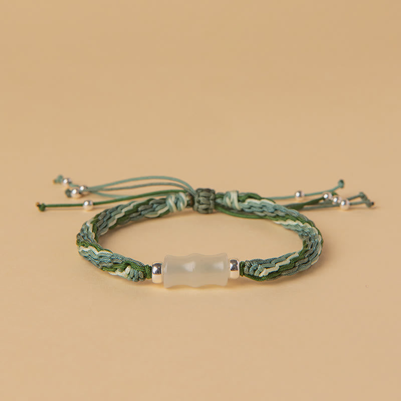 White Jade Bamboo Strength & Luck String Bracelet