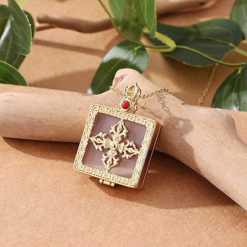 White Jade Double Dorje Necklace for Protection & Luck