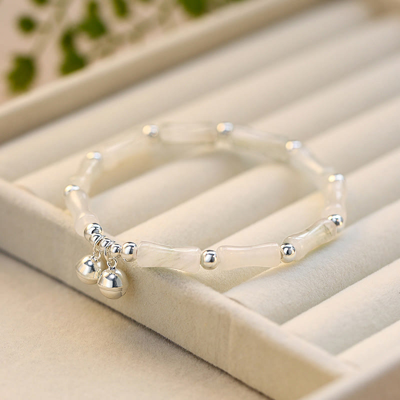 White Jade Luck & Happiness Bracelet with Bamboo Charm