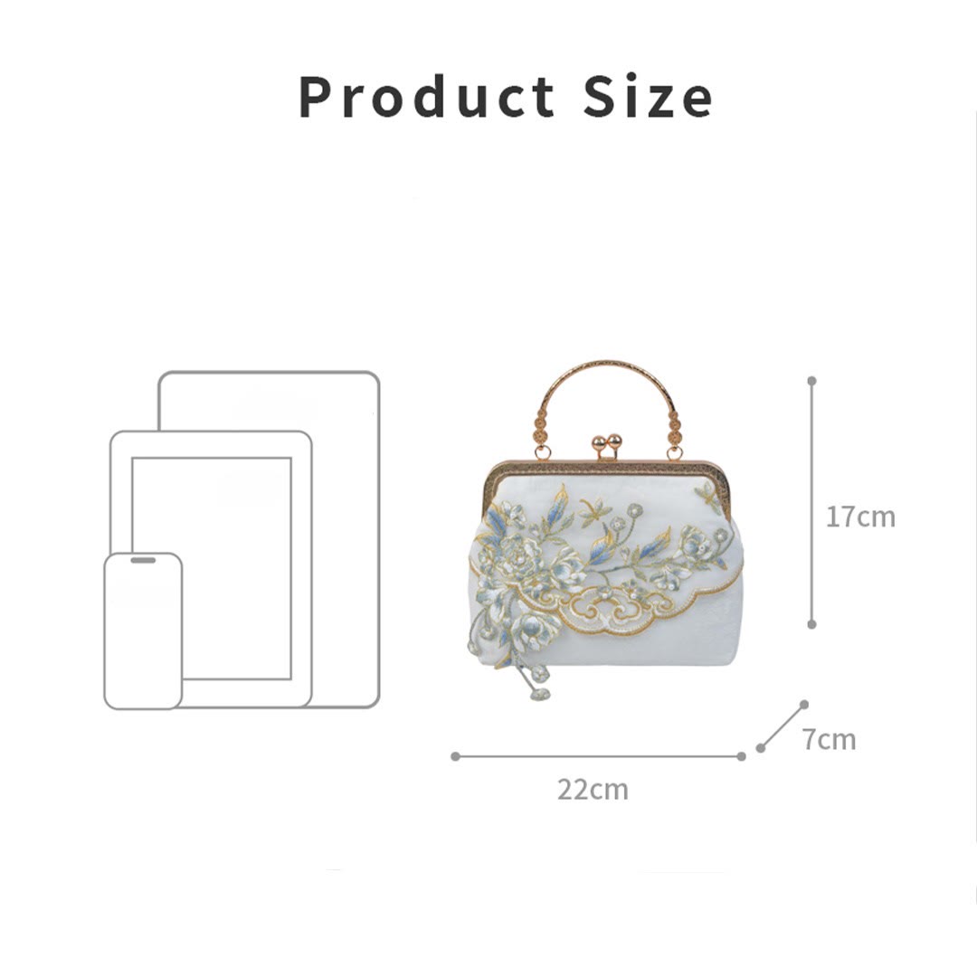 White Jasmine Embroidery Pearl Chain Bag | Spiritual Accessories