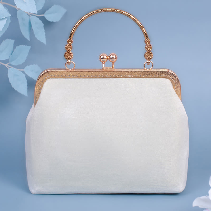 White Jasmine Embroidery Pearl Chain Bag | Spiritual Accessories