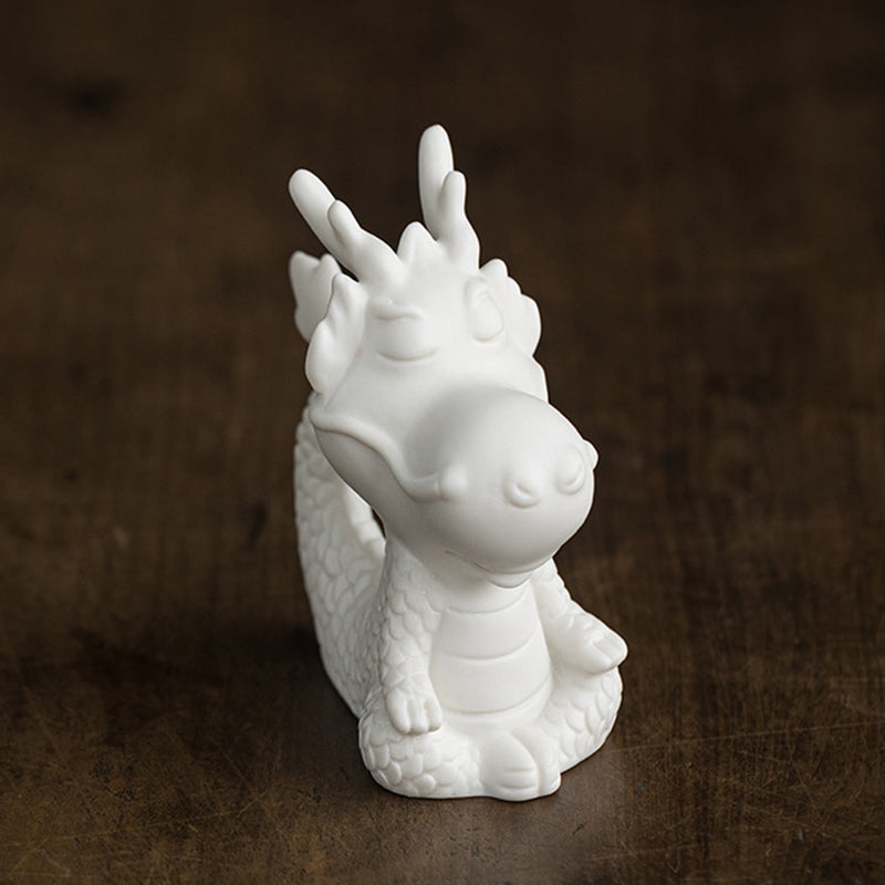 White Porcelain Chinese Dragon Statue | Feng Shui Charm