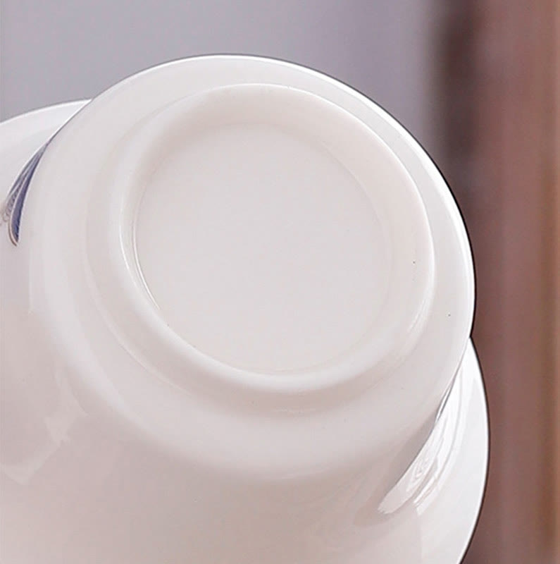 White Porcelain Gaiwan Tea Cup with Lid - Zen Decor