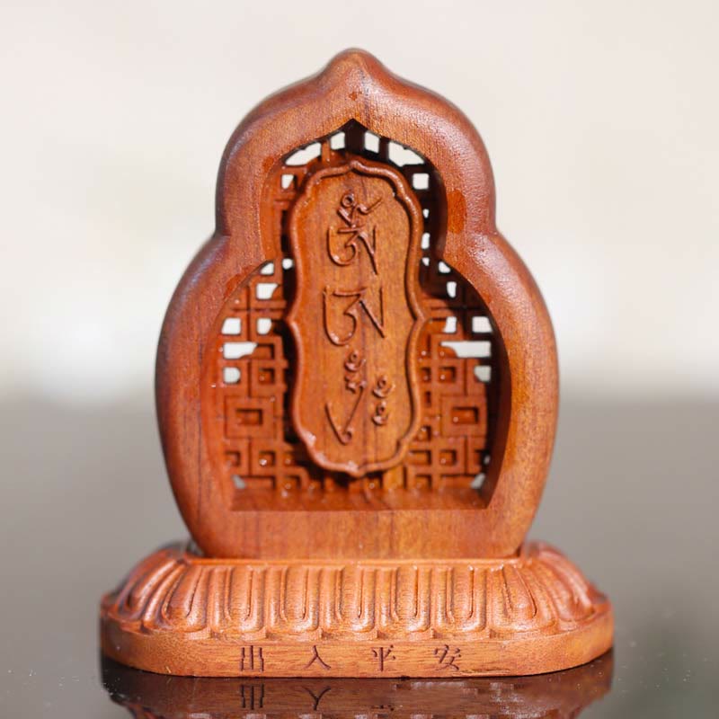 Wood Engraved Vajrasattva Buddha Statue 7x7.5cm Compassion