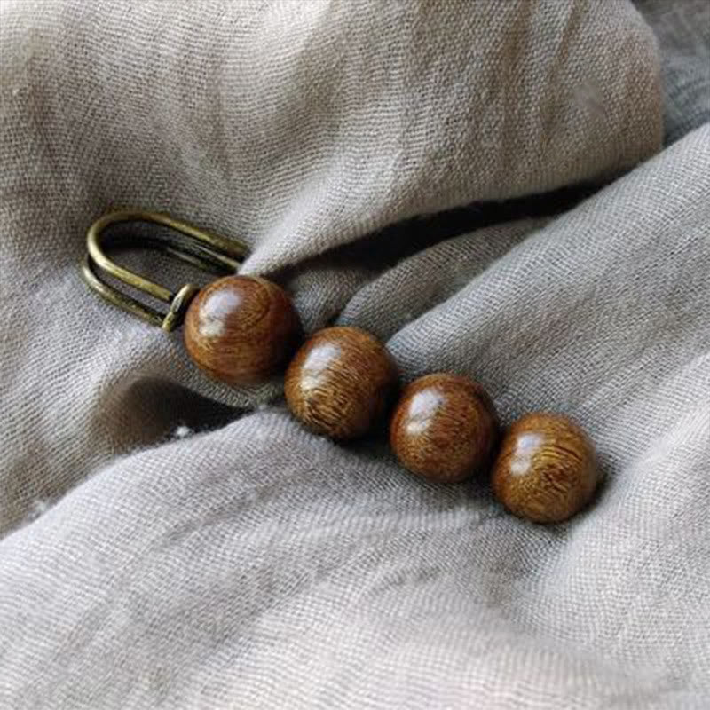 Wood Healing Brooch with Sandalwood Agathis Alba Beads