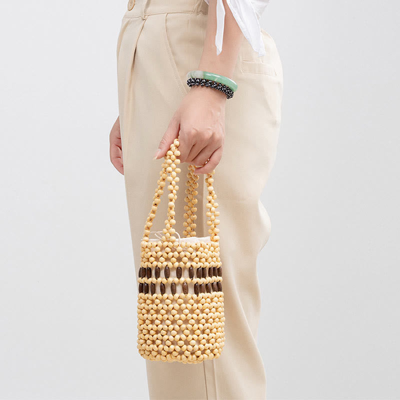 Wooden Beads Bucket Bag 12cm for Spiritual Jewelry