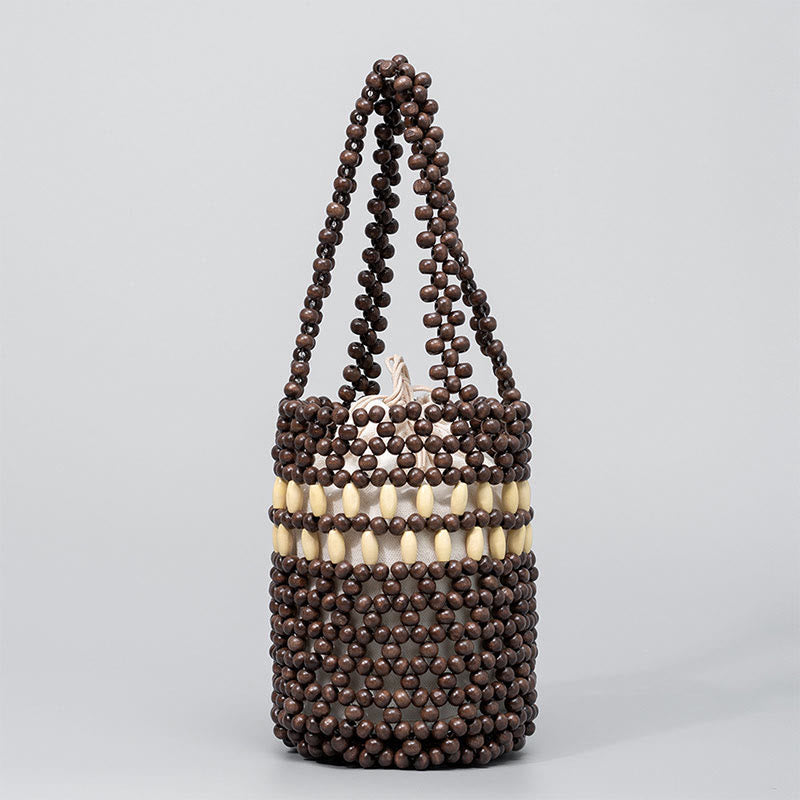 Wooden Beads Bucket Bag 12cm for Spiritual Jewelry