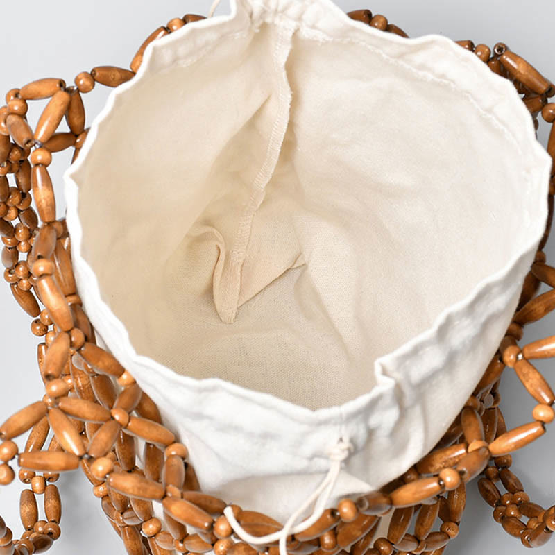 Wooden Beads Hand-Woven Shoulder Bag for Spiritual Accessories