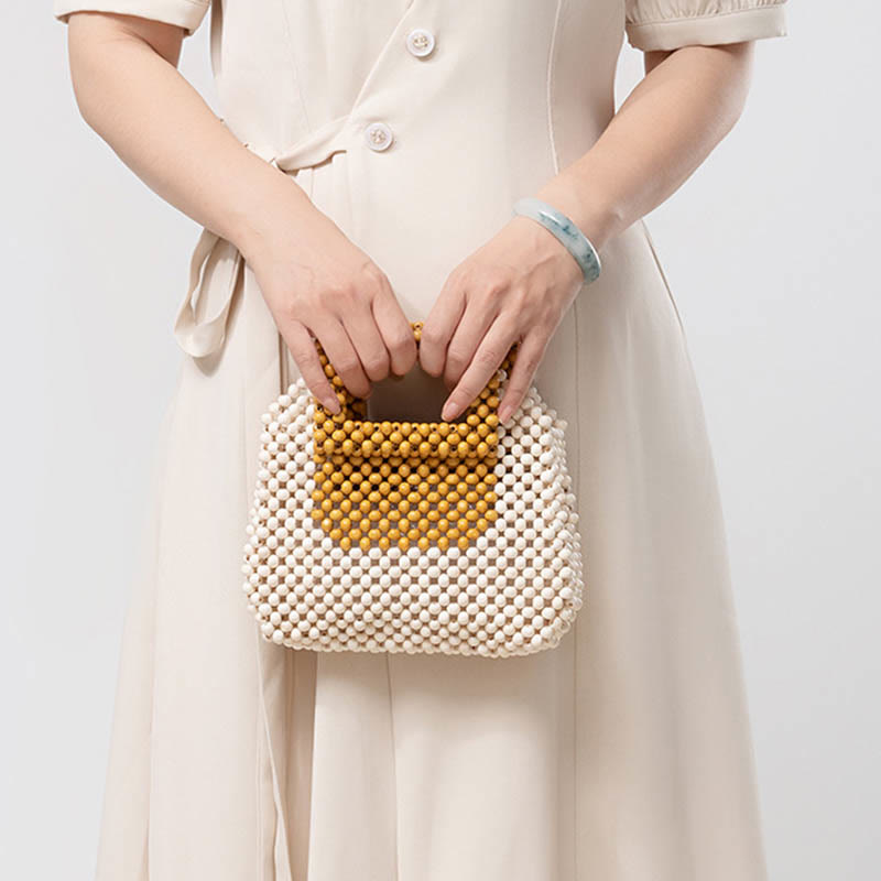 Wooden Beads Square Tote Bag for Mindful Living