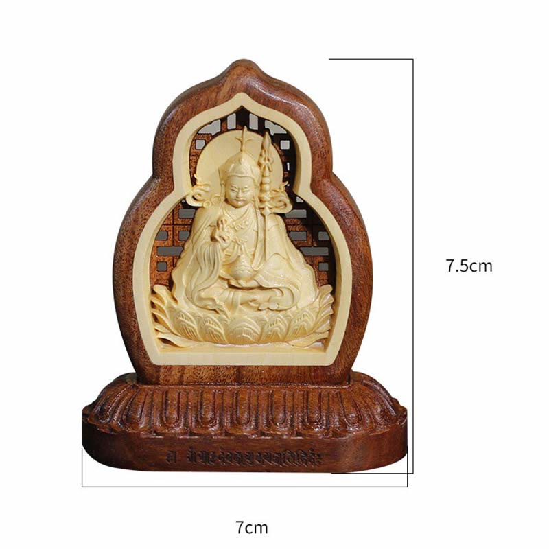 Wooden Buddha Statue 7x7.5cm Serenity Guru Rinpoche Figurine