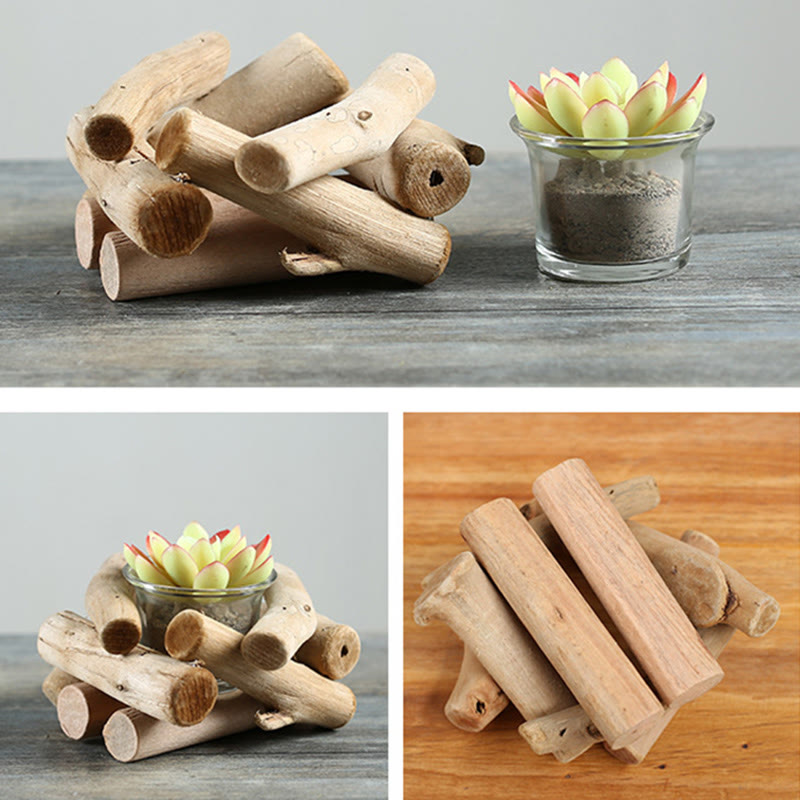 Wooden Spiritual Candlestick for Meditation Altar 14x14x8cm