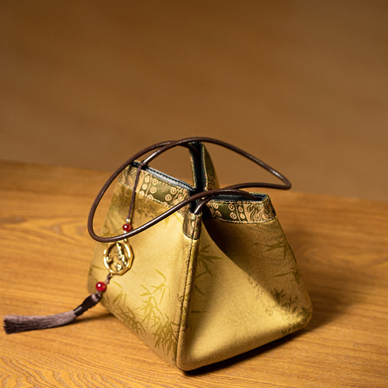 Xiangyunsha Silk Bamboo Branches Yoga Tote Bag 16cm