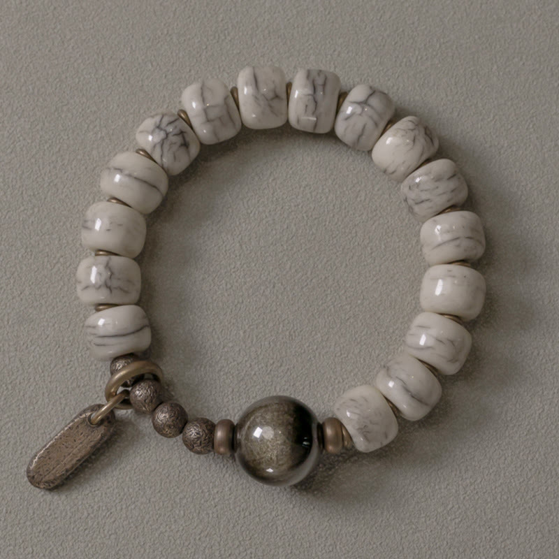 Yak Bone Gold Sheen Obsidian Strength Bracelet Unisex