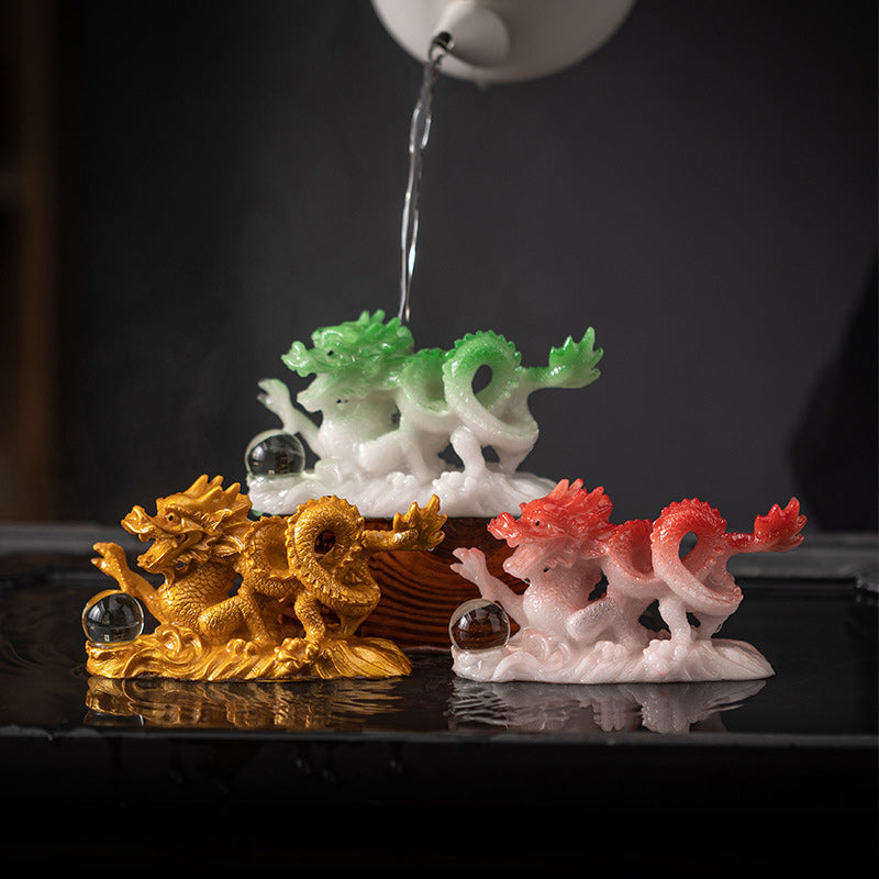 Year of the Dragon Color-Changing Resin Tea Pet Figurine