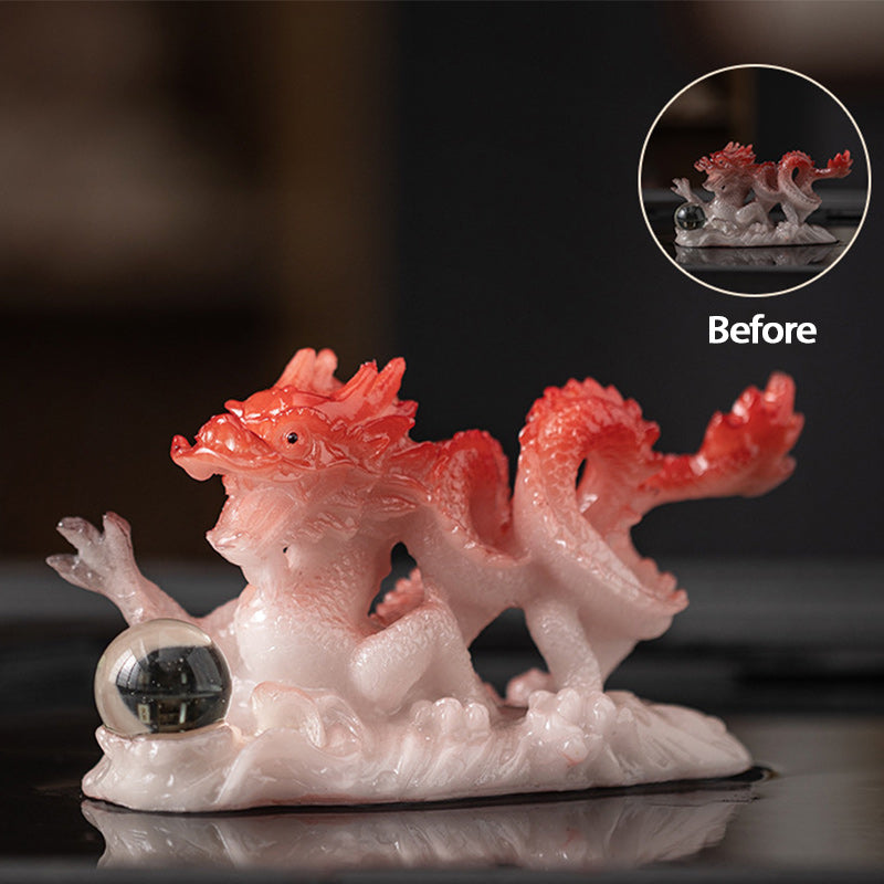 Year of the Dragon Color-Changing Resin Tea Pet Figurine
