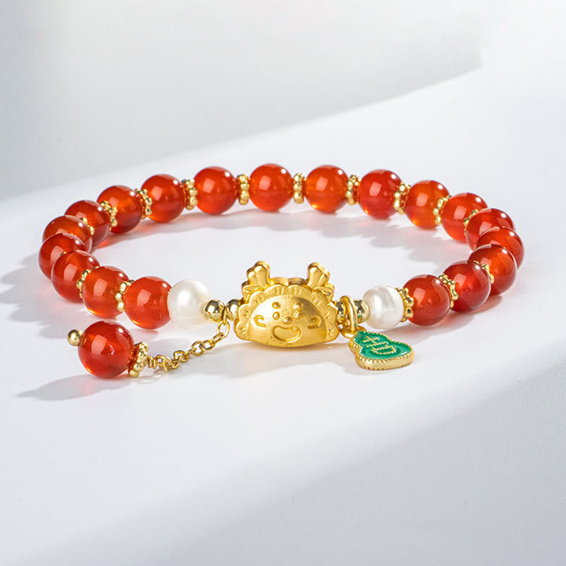 Year of the Dragon Red Agate Luck Bracelet 6mm Unisex