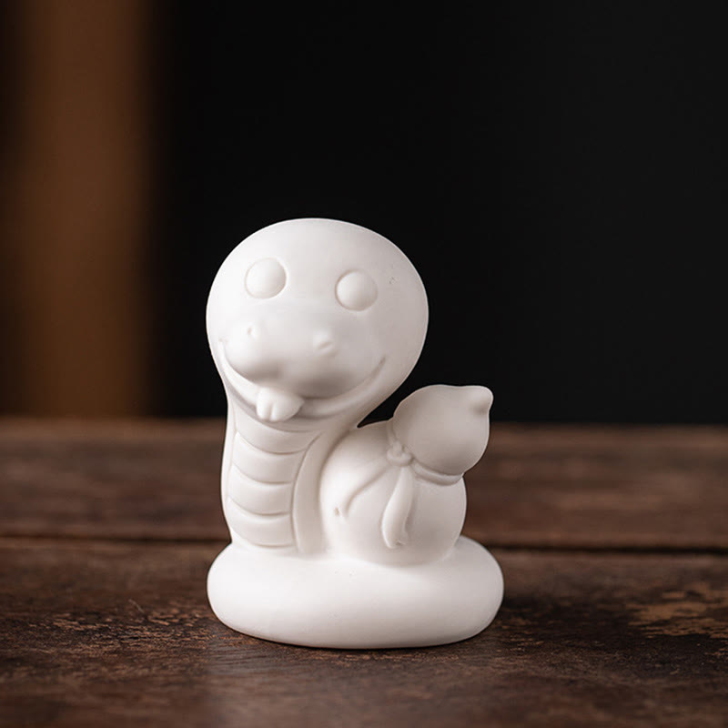 Year of the Snake Ceramic Gourd and Ingot Figurine