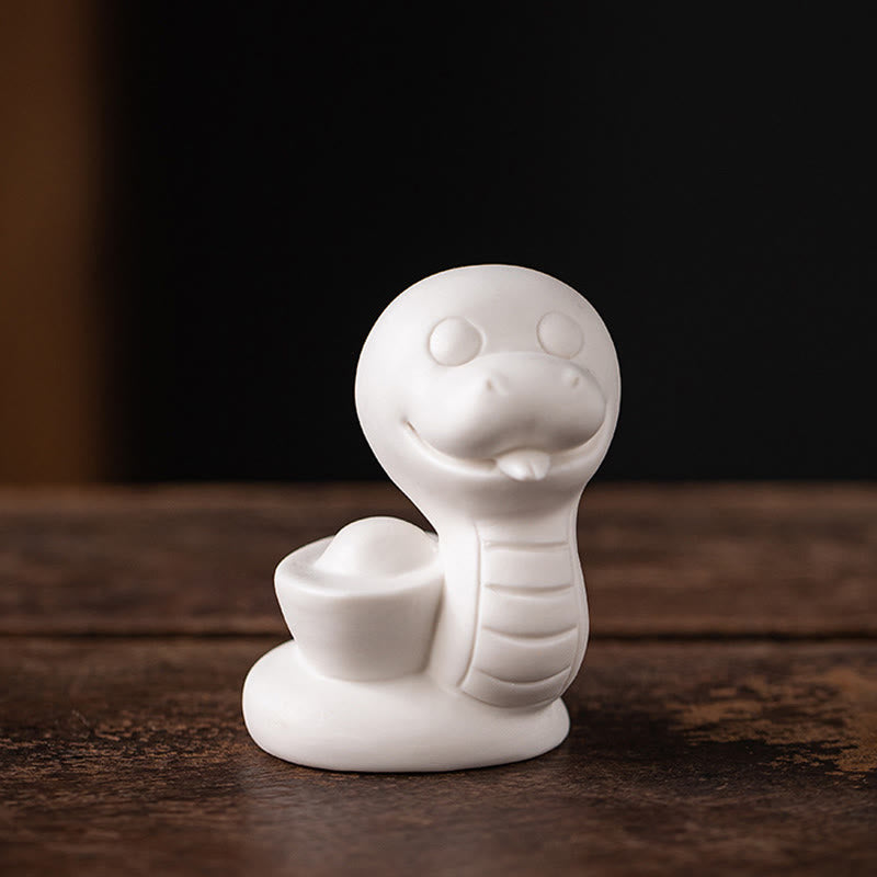 Year of the Snake Ceramic Gourd and Ingot Figurine