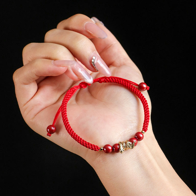 Year of Snake Cinnabar Protection Bracelet with Red String